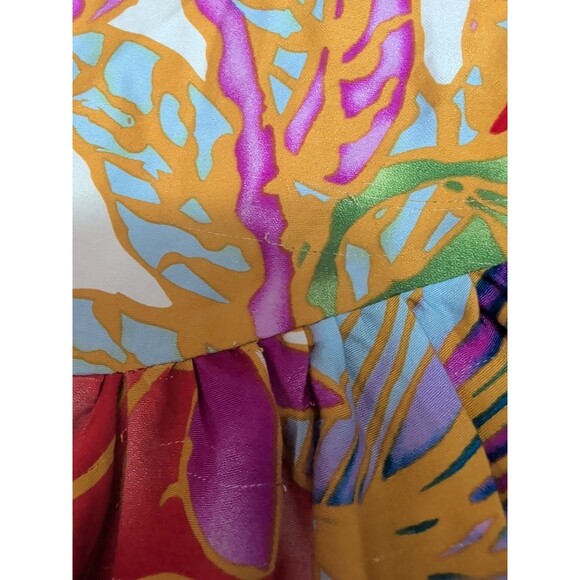 VINTAGE Cynthia Rowley Wrap Skirt Womens L Tropical High Low Ruffle Boho Rare - Picture 15 of 15